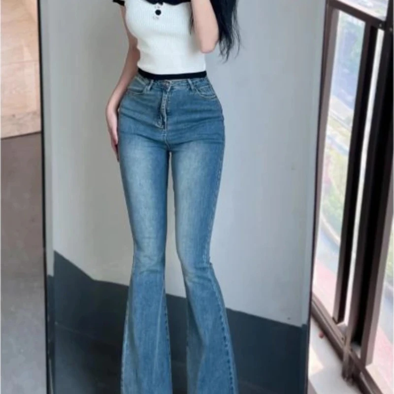Denim Pants for Women High Waist Stretch Woman Jeans Vintage Baggy New in Teenagers Stylish 2025 Quality Vibrant Cheap Trousers