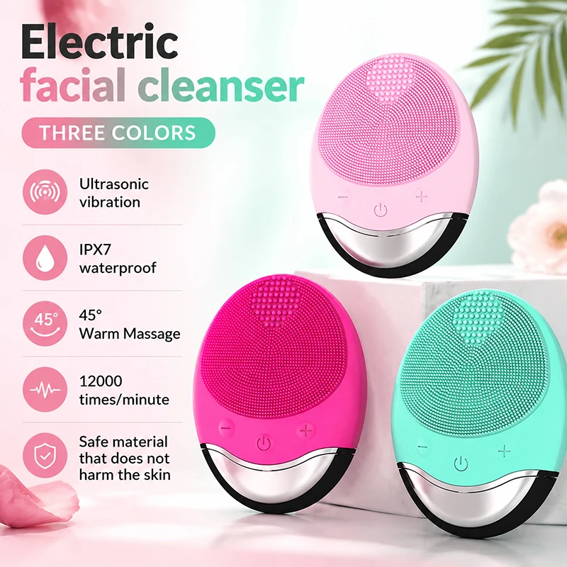 YUNCHI JMYDZ3 Limpador Facial Elétrico Doméstico à Prova d'Água com Escova Ultrassônica para o Rosto, Vibração de 5 Velocidades, Limpeza Profunda dos 