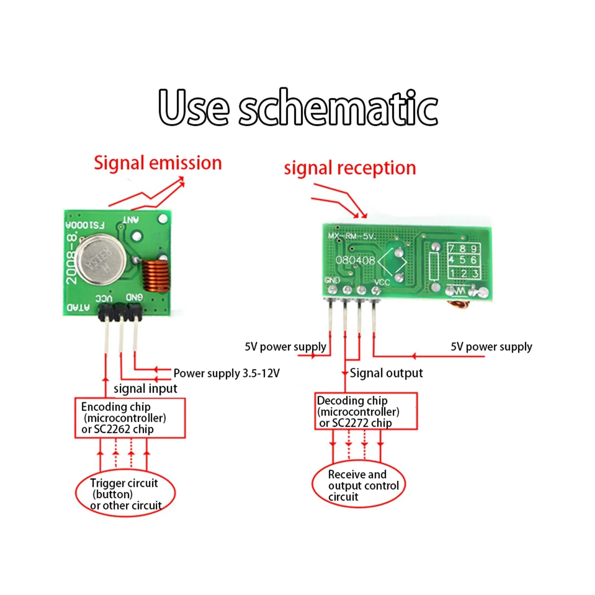 Imagem -05 - Módulo sem Fio Super Regenerativo Alarme Anti-roubo Receptor do Transmissor 433 Freqüência 10 Conjunto