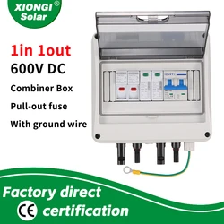 Solar photovoltaic PV Combiner Box With Lightning Protection 1 Input-1 Output  DC 600V Fuse MCB SPD Waterproof Box IP65 1 String