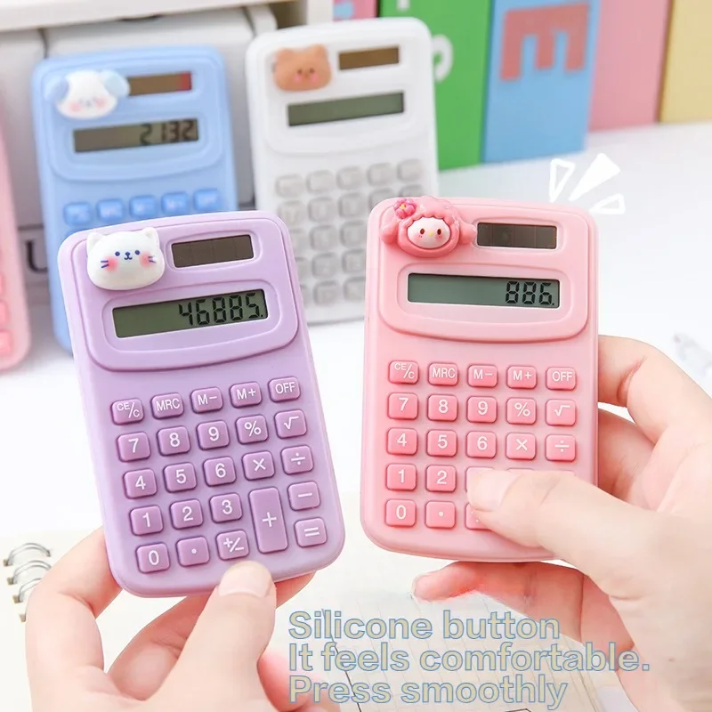 Mini calculadora bonito com dígitos dos desenhos animados, calculadora científica portátil, escritório e material escolar, papelaria para estudantes, 1PC