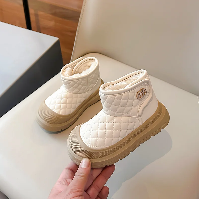 2025 جديد الشتاء أفخم الثلوج الأحذية للأطفال سميكة الدافئة الصبي الفتاة أحذية قطنية مقاوم للماء أحذية الشتاء للأطفال المخملية الأحذية