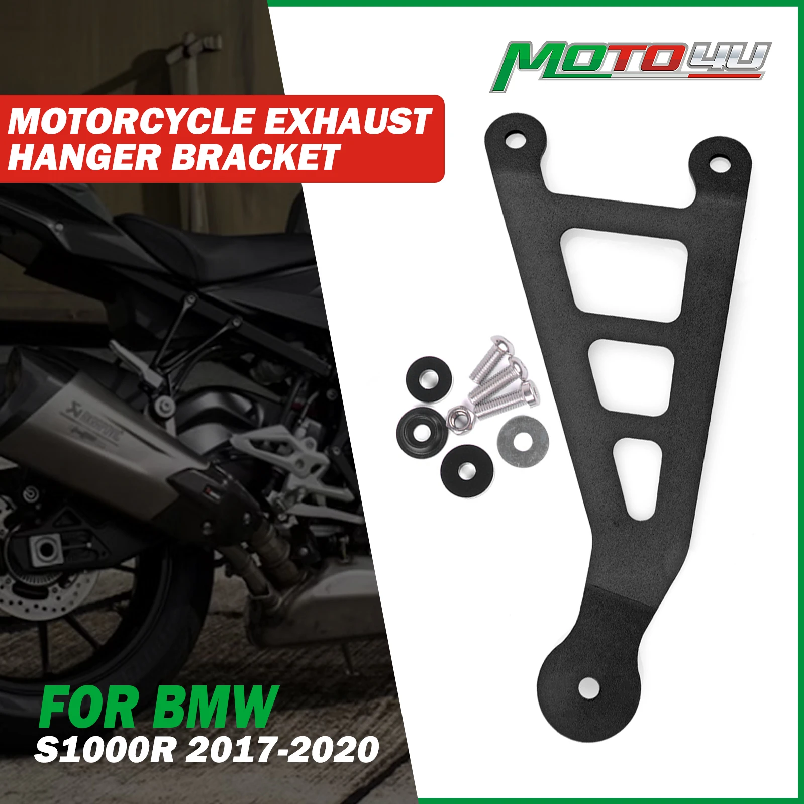MOTO4U For BMW S1000R S1000/R 2017 2018 2019 2020 Motorcycle Iron Exhaust Hanger Bracket Muffler Exhaust Holder Modification