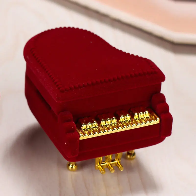 1 piece lovely Velvet Piano jewelry box red wedding ring box gift box Necklace Ring Case Earrings Holder for jewelry display