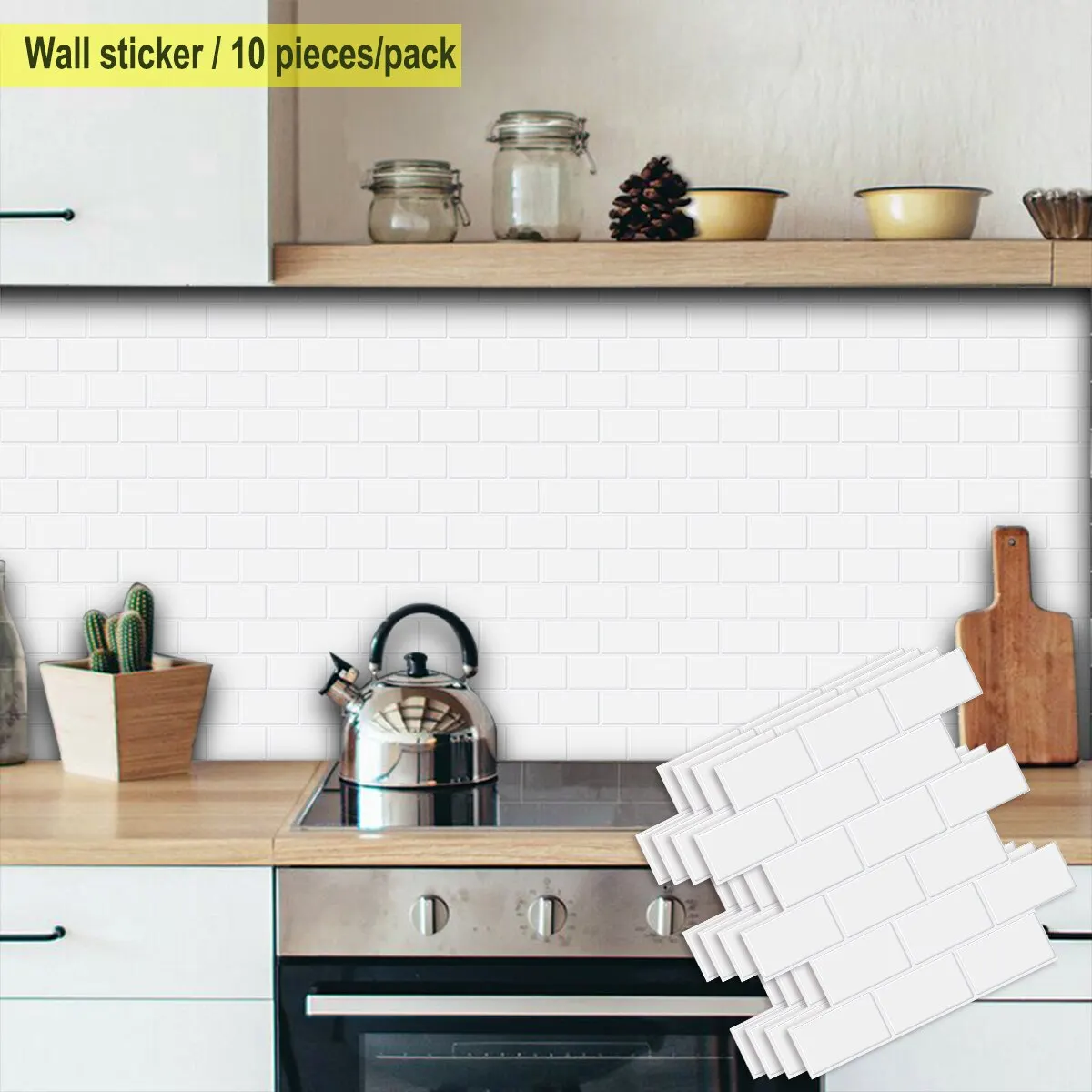 

10/20pcs Big Size 12x12 Inch 3D Subway Wall Tile Stickers Peel and Stick Waterproof Vinyl Wallpaper Kitchen Home Decor Renovate
