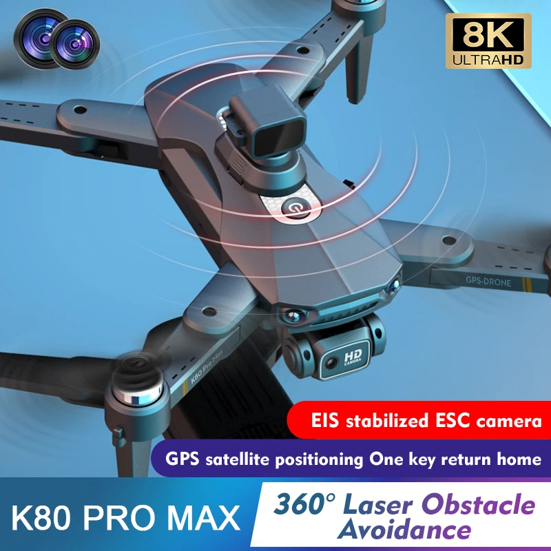 Profesjonalny dron K80 PRO MAX z podwójną kamerą HD 8K 5G WiFi FPV Bezszczotkowy silnik GPS 360°° Inteligentne drony do unikania przeszkód