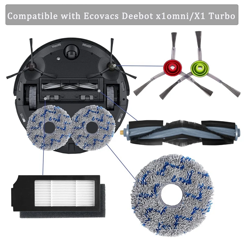 22 SZTUK Zestaw akcesoriów do odkurzacza Ecovacs Deebot X1 Omni / T10 Omni/X1 Turbo Główna szczotka boczna Filtry Nakładki do mopa