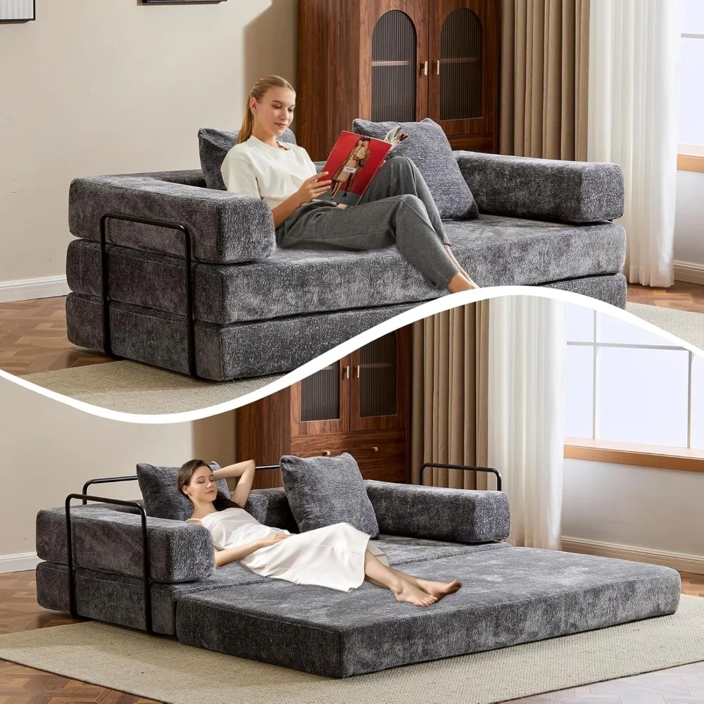 Sofá cama convertible, estructura fija, sofá de terraza de pana con almohadas, diseño Modular para mayor comodidad