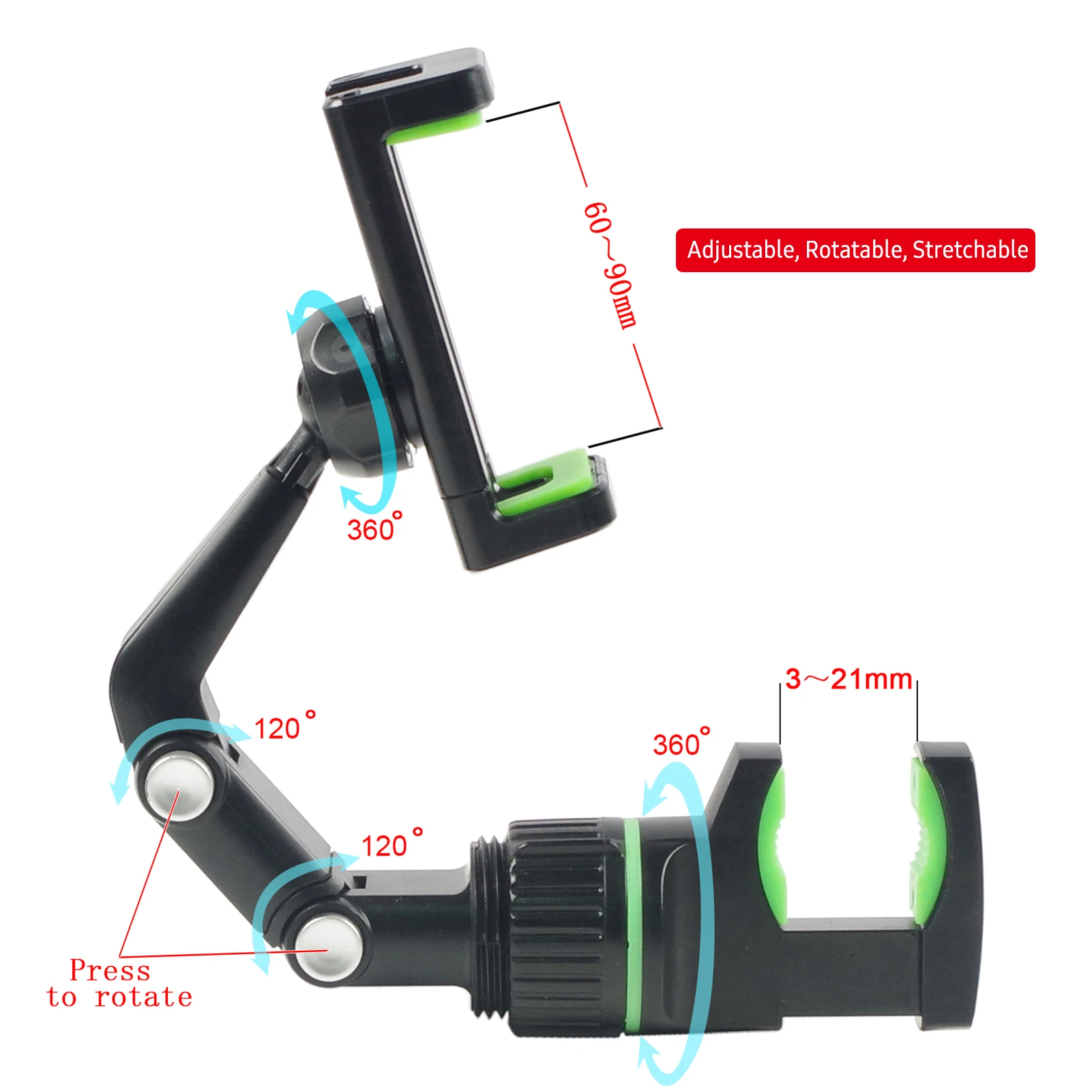 Phone Holder for Guitar Head Mic Stand Music Stand 360-degree Rotatable Smartphone Clip with 10 Guitar Picks Guitar Accessories