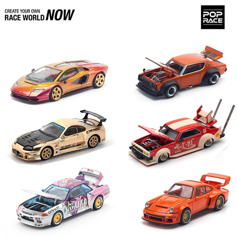 

POP Race 1:64 CLK GTR D2 GTR R32 KPGC10 RX7 FD3S RWB NSX Top Secret Supra Литая под давлением модель автомобиля из сплава Коллекция игрушек