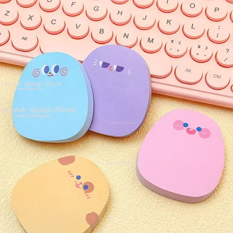 60 Sheets Kawaii Cartoon Memo Pad Cute Colored Emoticon Sticky Notes Perfect for Girls and Leaving Messages Sticking Paper