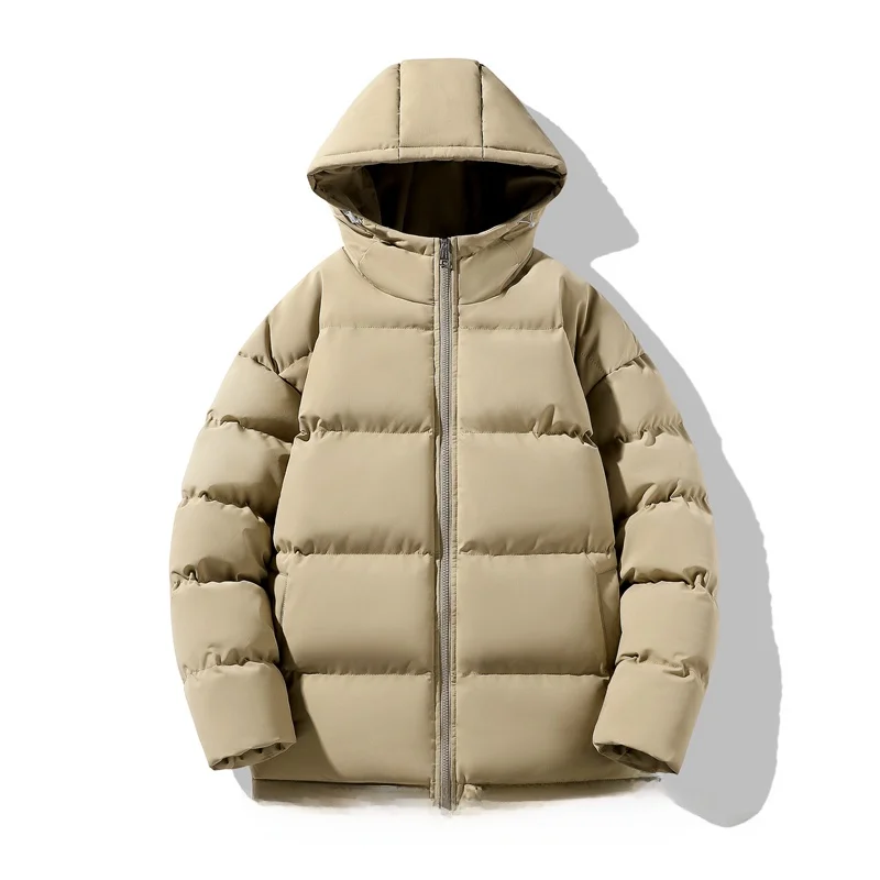 

Мужская утепленная хлопковая куртка с капюшоном на флисовой подкладке, теплая зимняя куртка свободного кроя, молодежная, стандартной длины, из полиэфирного волокна