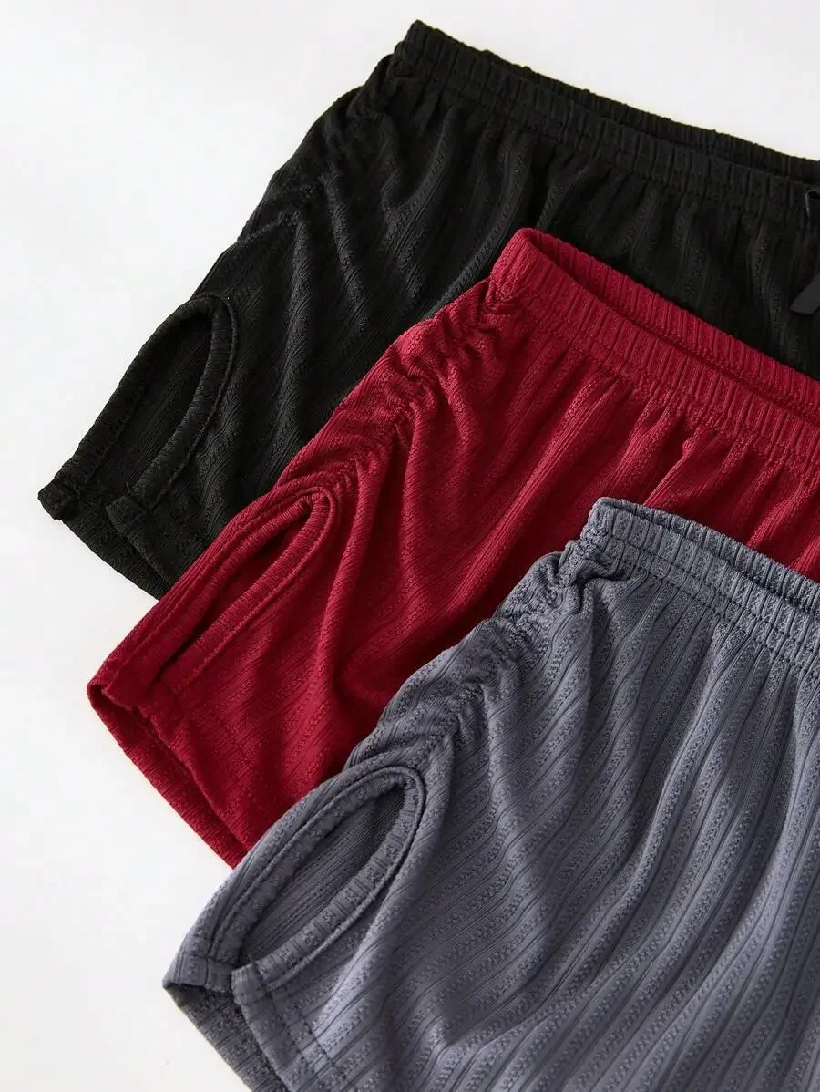 

3-Pack Women’s Ribbed Solid Sleep Shorts With Elastic Waist And Bow Detail