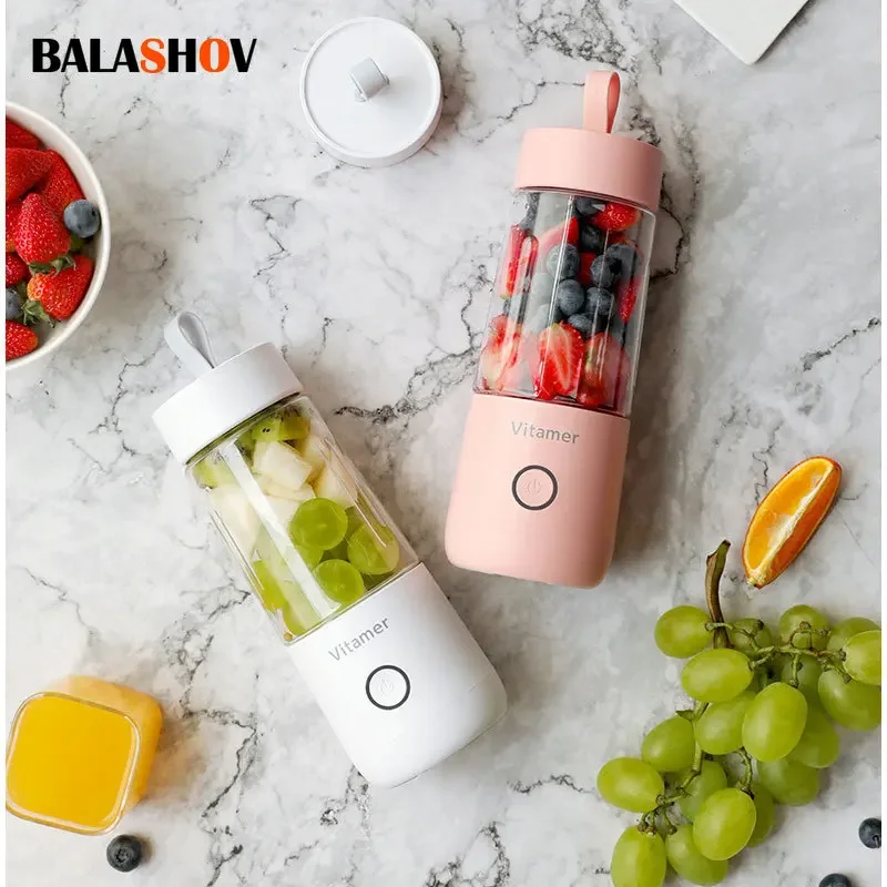 Exprimidor de frutas inalámbrico de 350ml, licuadora de batidos recargable por USB, Mini taza mezcladora de frutas, taza de jugo, mezclador de cocina