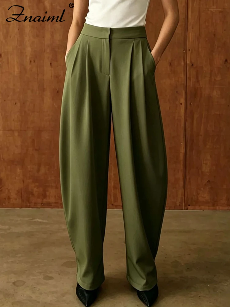Znaiml Women's Premium Wide-Leg Pants High-Waisted Loose Fit Ideal for a Professional Polished Look Formal Occasions Trousers