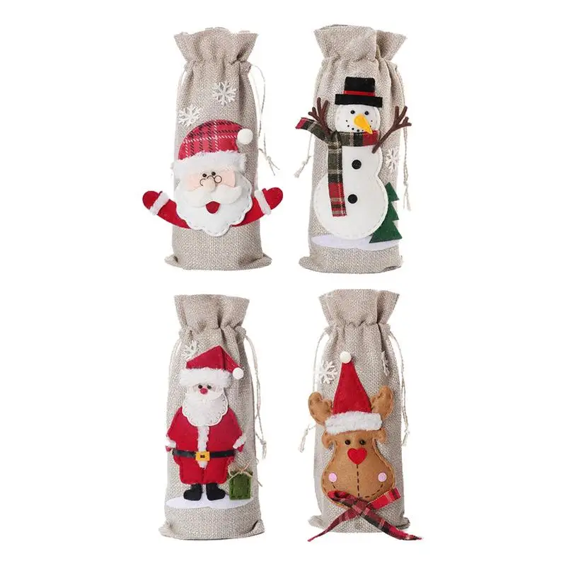 Christmas themed Wine Bottle Cover festive vibe functional and decorative props versatile Wine Bottle Drawstring Cover Bags