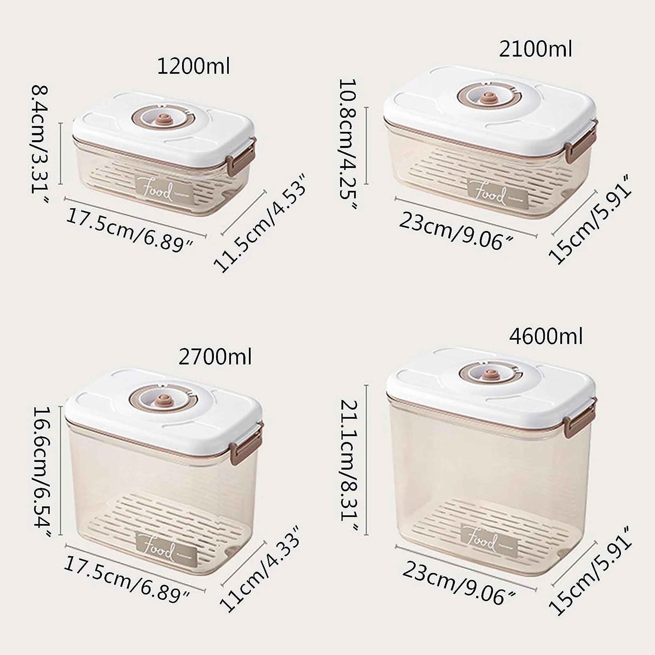 Food Vacuum Storage Box Fresh-Keeping Sealed Canister Large Capacity Food Organizer Dispenser for Kitchen Storage Box