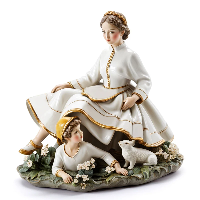 OEM Handmade european western girl porcelain figure decor statue custom exquisite ceramic beautiful girl figurines gift