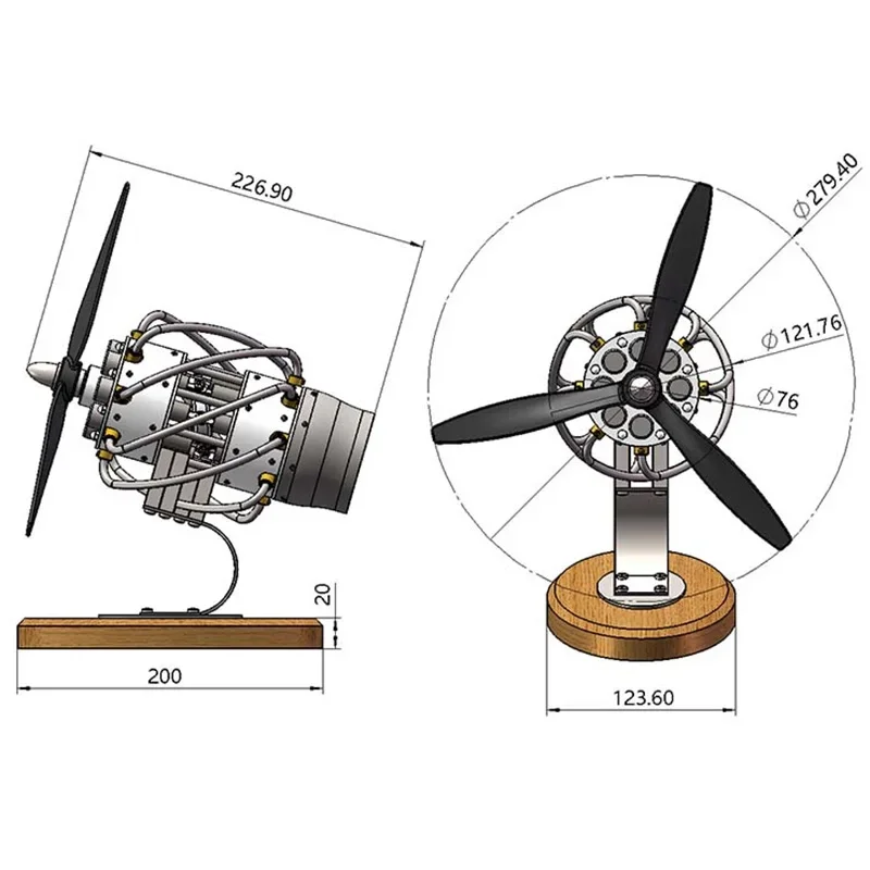 Stirling Swash Plate 16 Cylinder Engine Model 8 Cylinder Engine Can Start Model Aircraft Engine Model Industrial Wind Ornaments