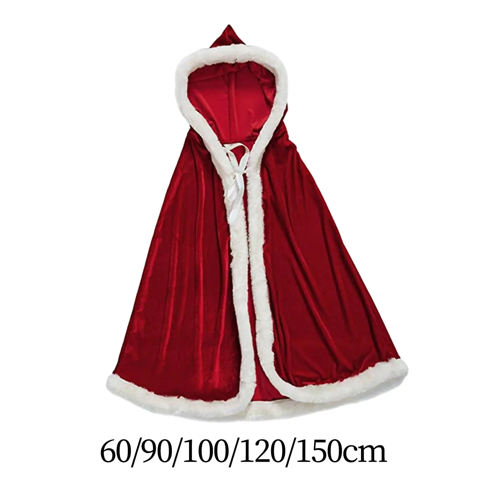 Santa Claus Robe Santa Claus Costume Portable Christmas Costume Cloak Red Velvet Hooded Cape for Xmas Props Festival Holidays