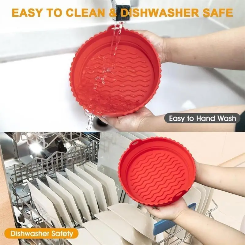 D0AB 2-Pack Air Fryer Silicone Liners Pots Basket for Air Fryer Oven Accessories