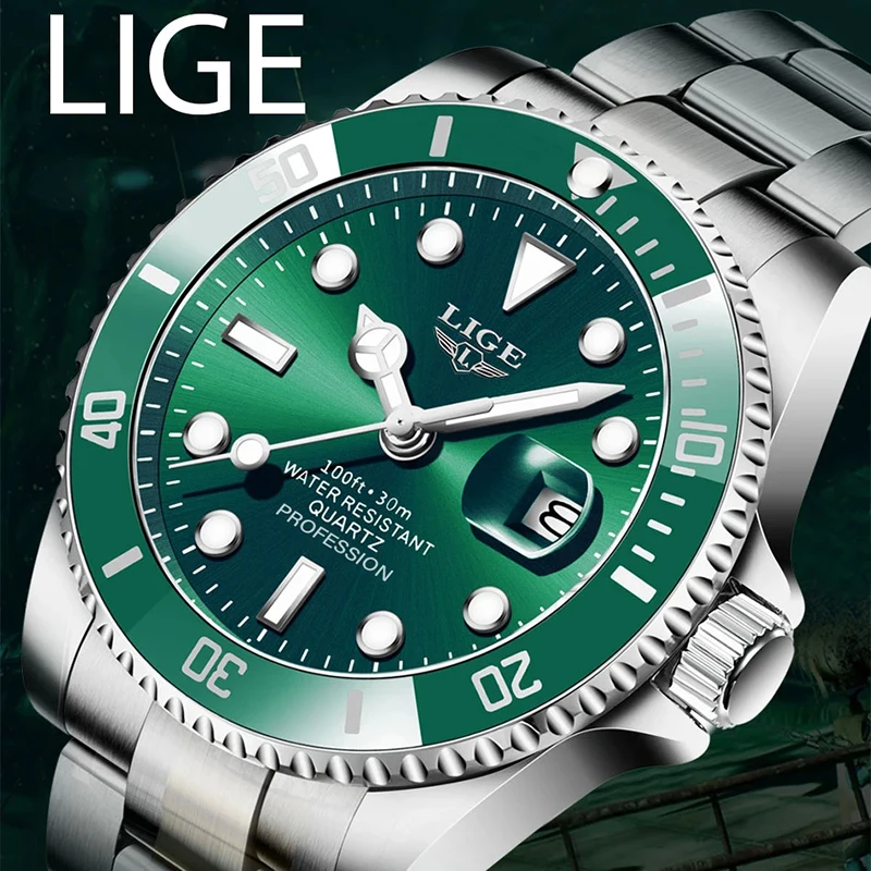 

Мужские наручные часы LIGE 2026, деловой стиль, модные мужские часы, светящиеся, водонепроницаемые, из нержавеющей стали, подарок для мужчин, reloj