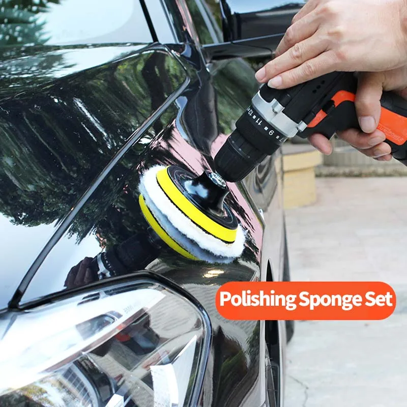 Car 5 Inch Polishing Pads For Dril 6 Pcs Professional Wax Polisher Kit Sponge Wool Discs Tools Paint Headlight Care Car Gadget