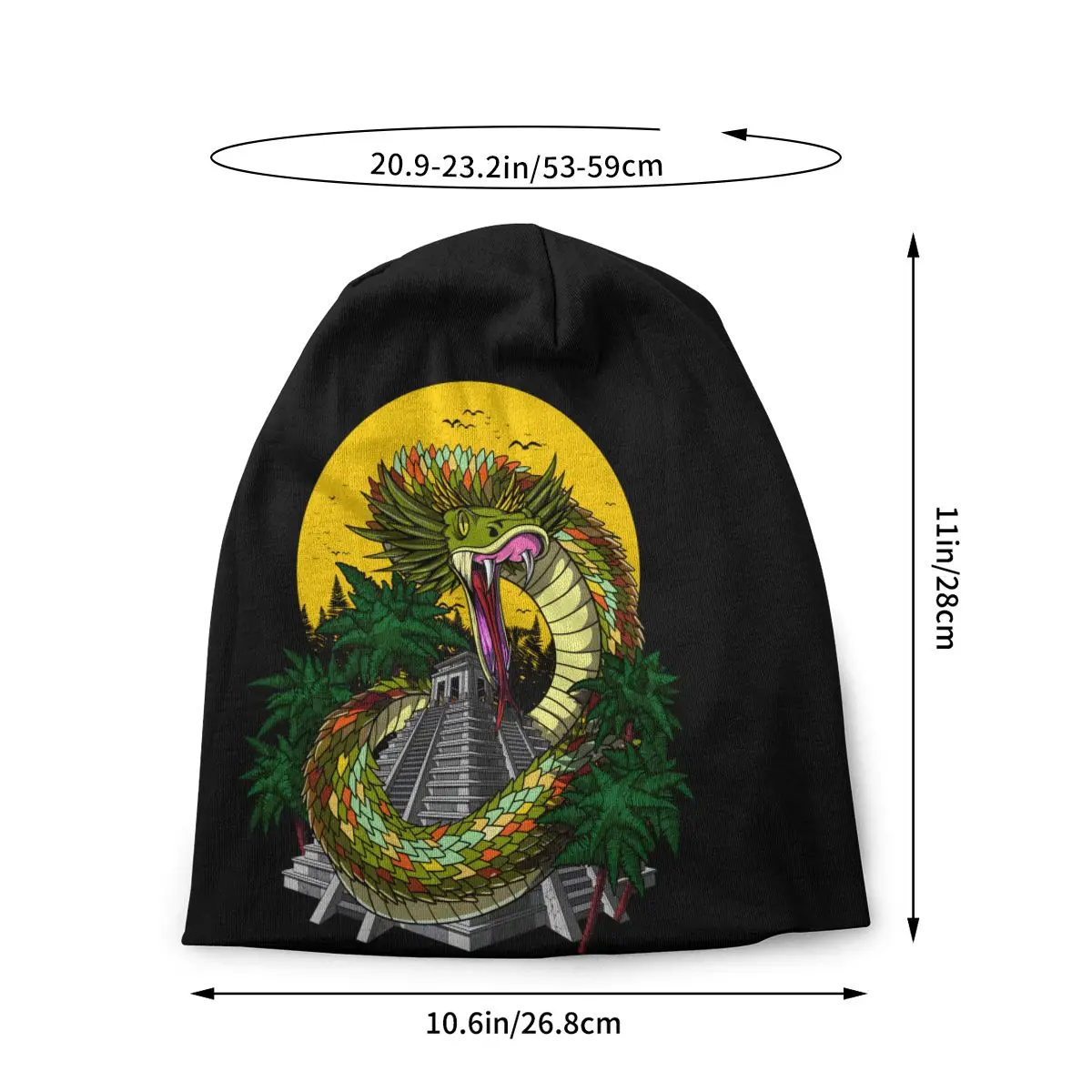 Bonnet Hats Men Women's Thin Skullies Beanies Hat Quetzalcoatl Aztec God Mayan Pyramid Snake Autumn Spring Warm Cap Design Caps