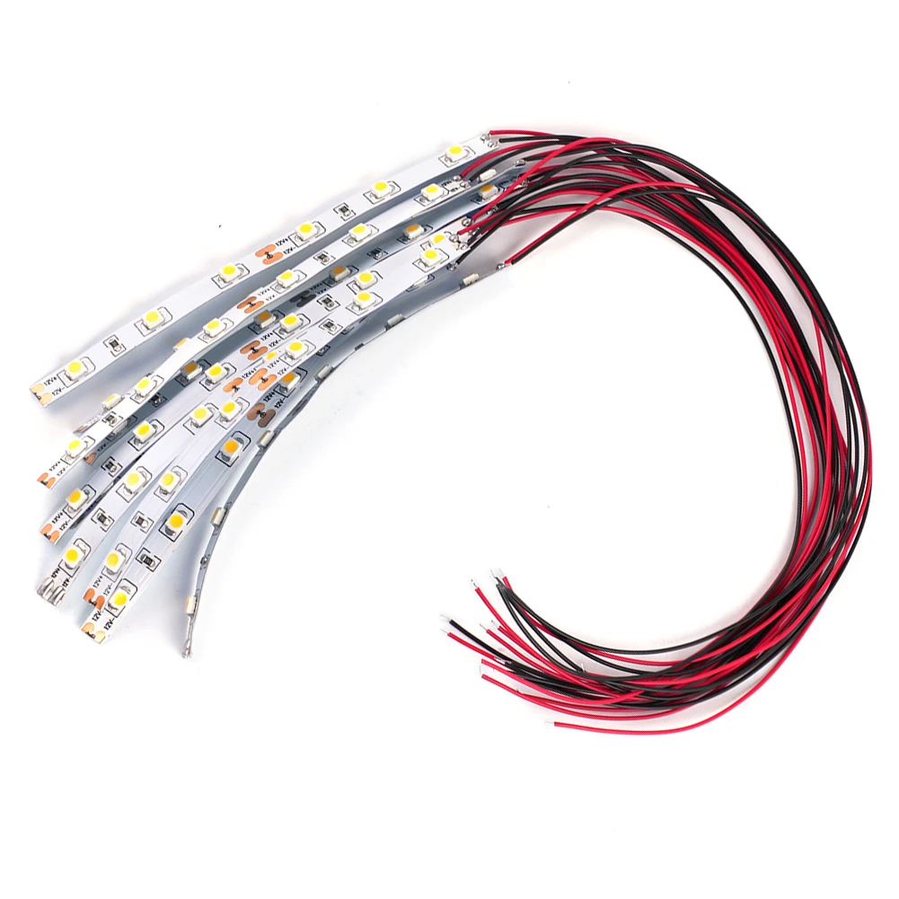 10pcs Pre Wired White Strip 6 Led for smd LED Light Self-Adhesive Flexible 12V ~ 18V For Model Railroad Track Side Accessories