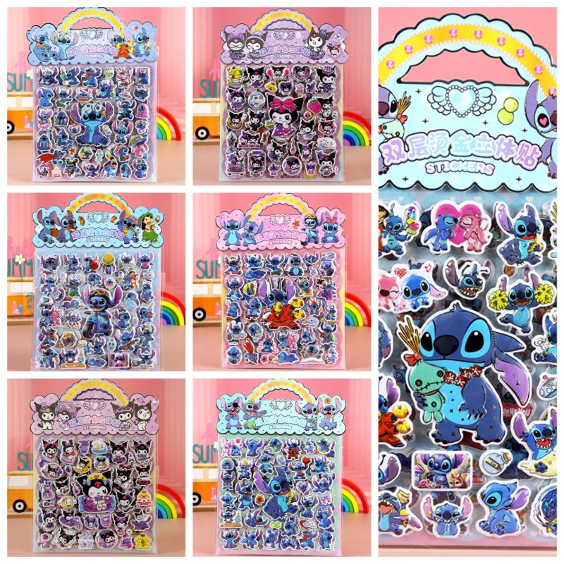 New Sanlio series double-layer stickers, hot stamping three-dimensional stickers, mobile phone and computer decoration products