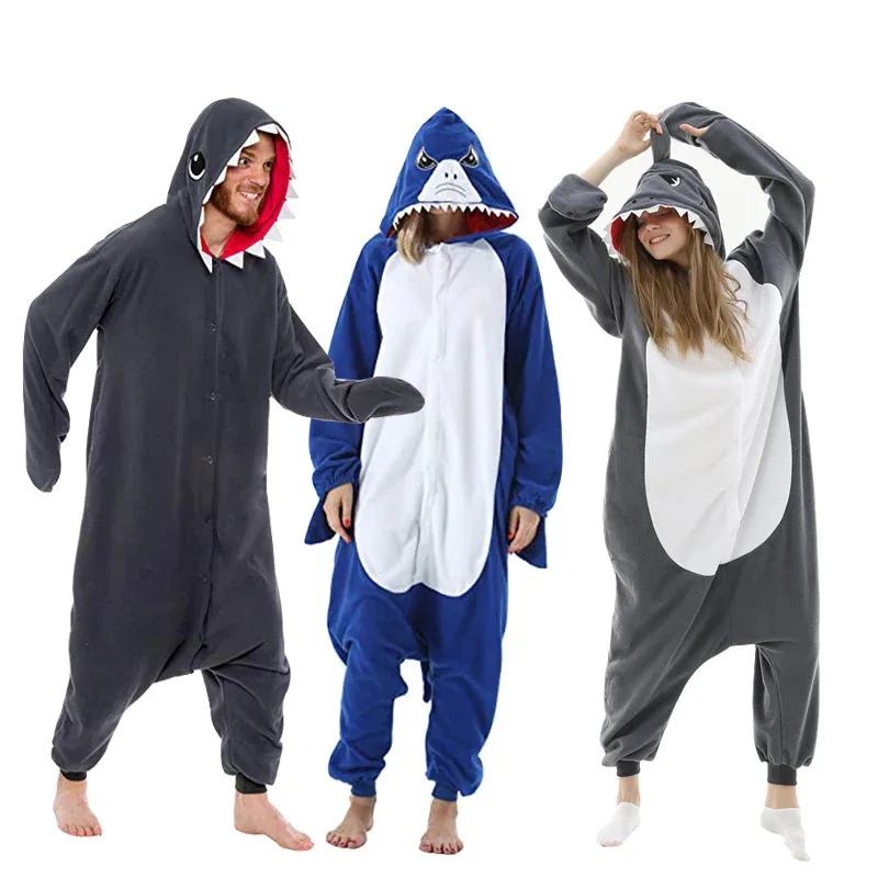 الراكون Kigurumi القرش للجنسين الحيوان الصوف الكبار نيسيي بوي عيد الميلاد تأثيري بيجامة الشتاء