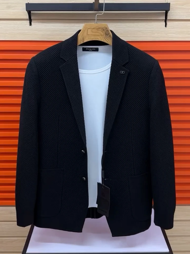 

High-End Knitted Men's Sweater Jaet Casual Busin Sle Spring Autumn Versatile Korean Faion Small Busin Suit