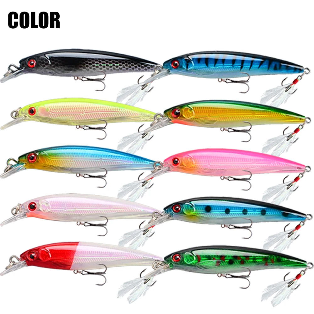 10pcs Bionic Minnow Fishing Lure Set -6.8g Hard Bait with Feather Treble Hooks for Maximum Catch - view 3