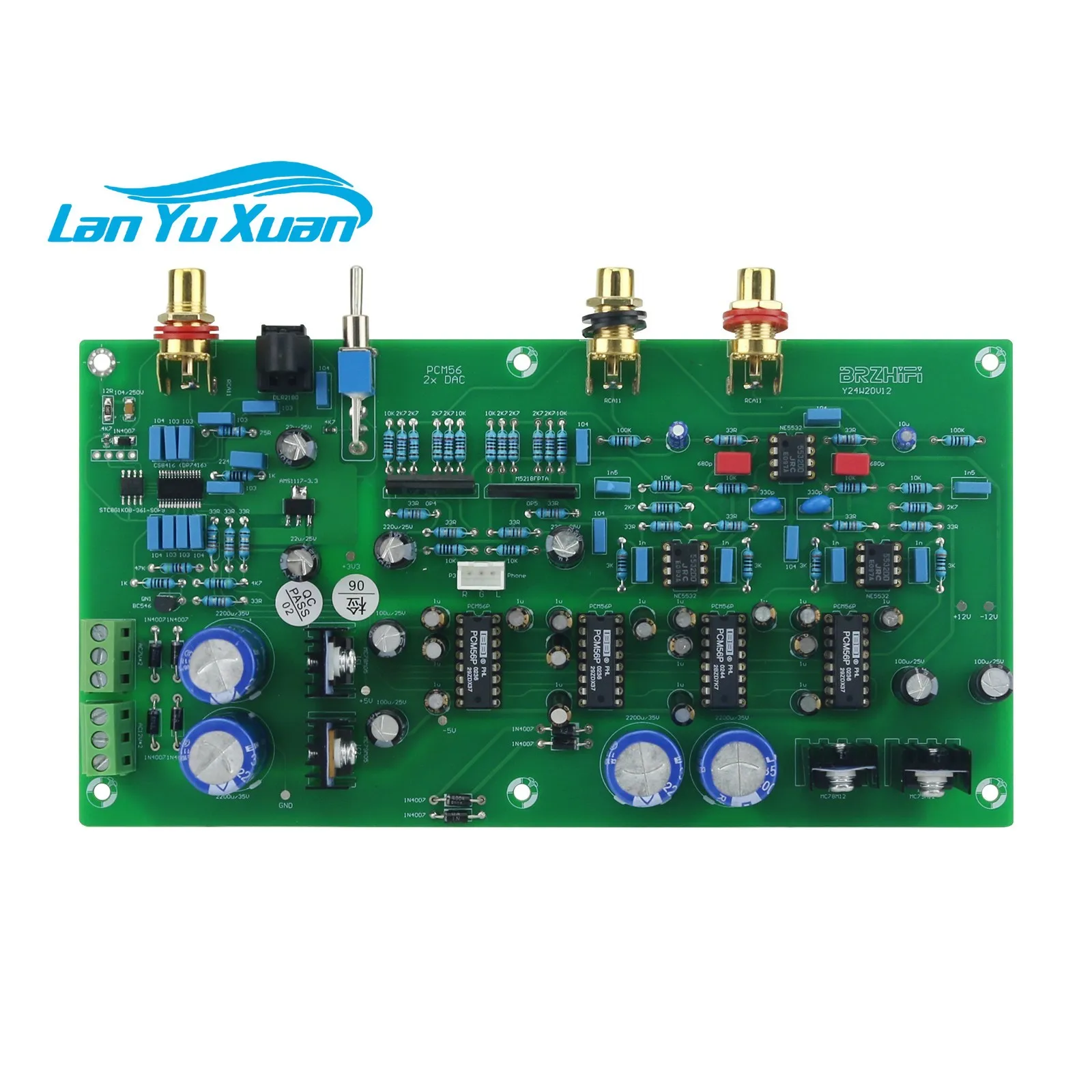 

HiFiAMP PCM56 Двойной параллельный классический HiFi 4-ядерный декодер Плата Оптоволоконный коаксиальный вход Поддержка 48K-192KHz