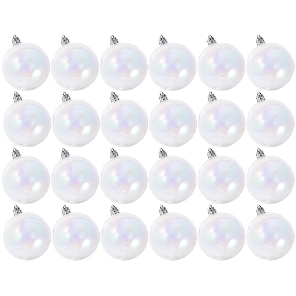 24 Pcs Christmas Pearlescent Bubble Colorful Ball Transparent Symphony Decoration 24pcs (4cm) Balls Xmas Pendants Plastic Tree