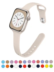 Correa de silicona para Apple Watch, pulsera deportiva delgada de 40mm, 44mm, 45mm, 41mm, 38mm, 42mm, 49mm, iWatch Series 9 SE, 8, 7, 6, 5, 4 Ultra 2