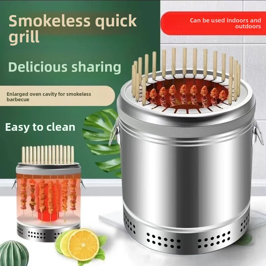 

Уличный угольный гриль-барбекю el Auatic BBQ ill Cam для домашнего использования, круглый, трубчатый, на 4-8 человек, большой размер