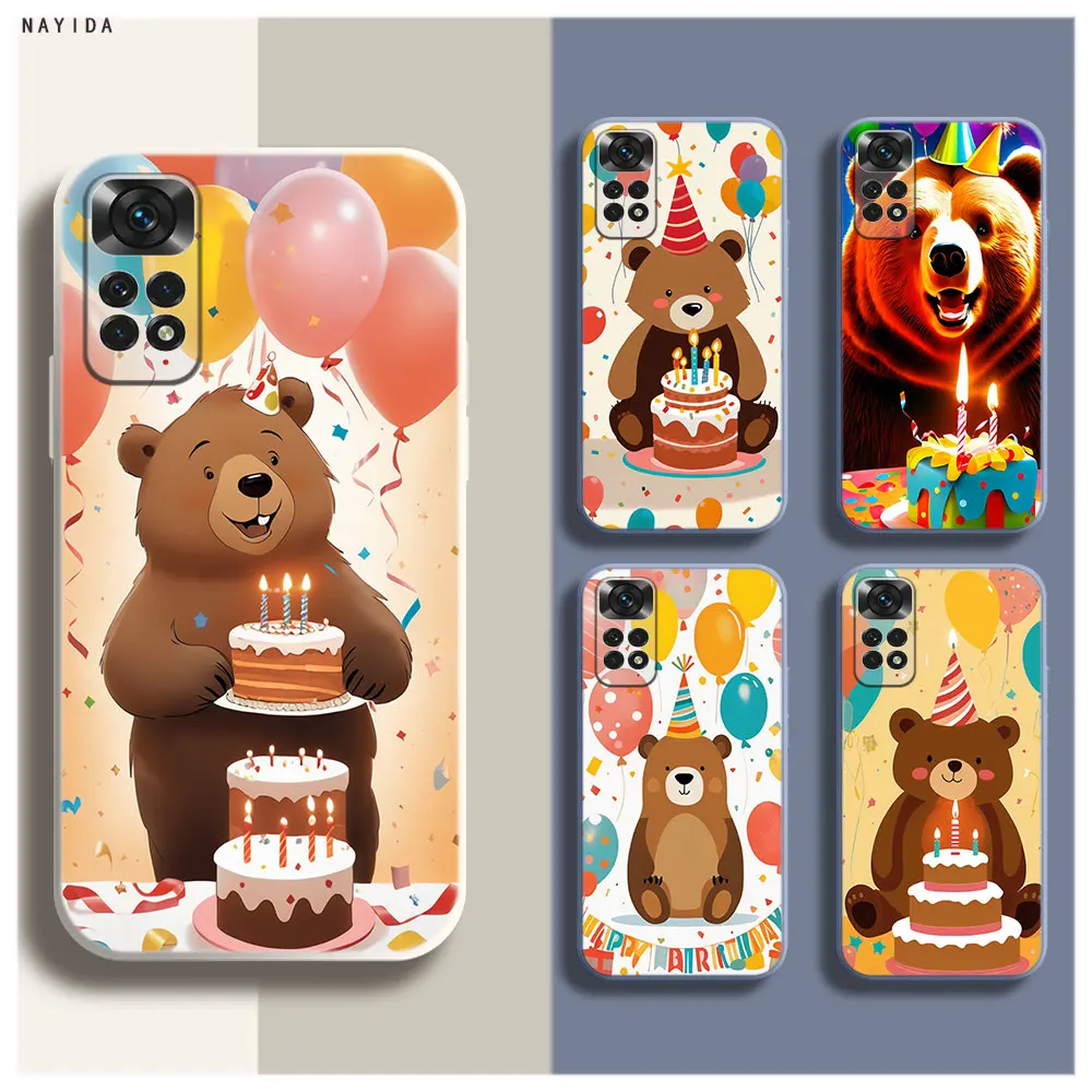 Soft Silicone Phone Case For Xiaomi Redmi Note 12 11 12S Pro Plus 12c 11a 4G 5G Original Cover Birthday Bear