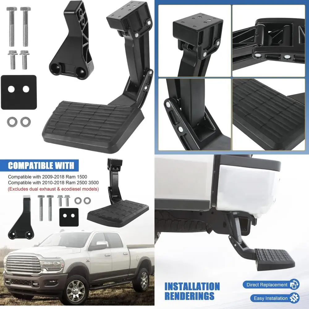 

Rear Bed Step Compatible with 2009-2018 Dodge Ram 1500/2010-2018 Ram 2500 3500 (Excludes Dual Exhaust & EcoDiesel Models) Retrac