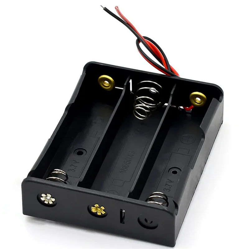 Black Plastic Battery Storage Case DIY Holder for 1X 2X 3X 4X 18650 Batteries with Wire Lead Pin - Electronics Storage Box image 5