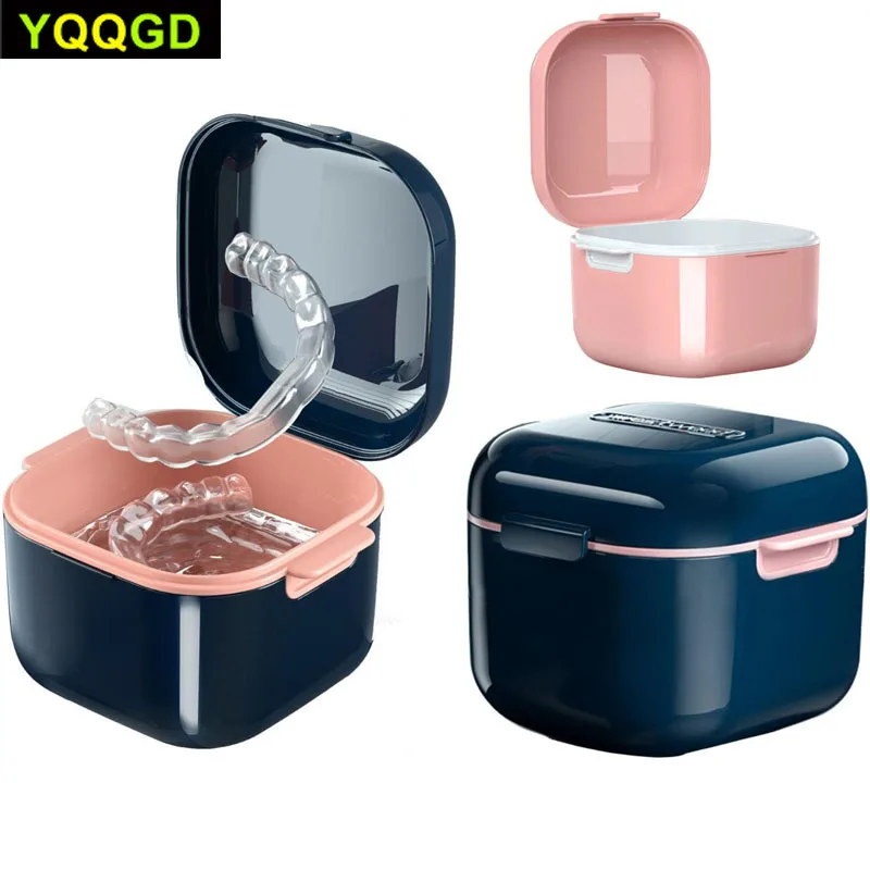 

1PC Denture Cup,Retainer Case,Cute Night Mouth Guard Box Holder, Storage Soak Container with Strainer basket for Travel Cleaning