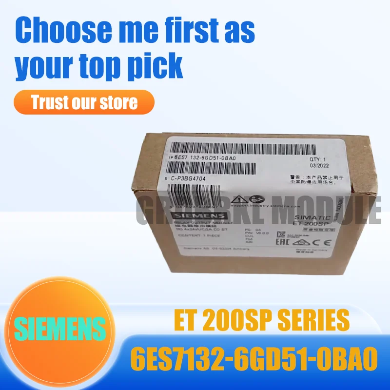 

New Original SIEMENS 6ES7132-6GD51-0BA0 SIMATIC ET200SP Relay Digital Output Module 24V DC 2A PLC Module
