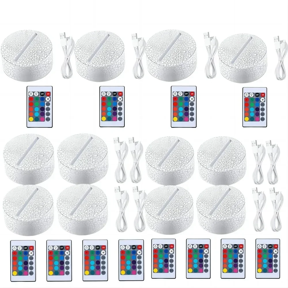 6/12 Stuks 3D Lampvoet Led Nachtlampje Diy Helder Acryl Lakens Rgb Kleur Touch Kinderlampen Slaapkamer decor Kerstcadeau Speelgoed