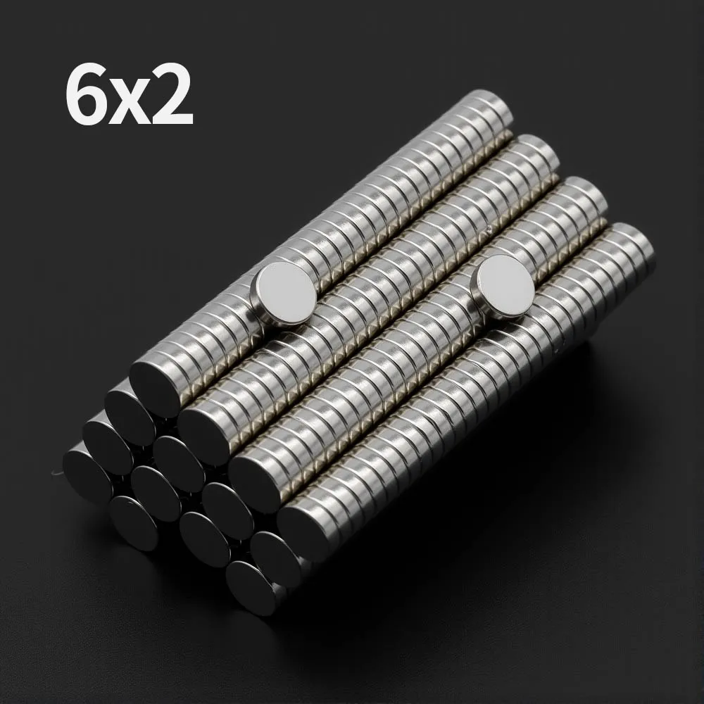 Potente imán de neodimio de 6x2mm N35 NdfeB imanes magnéticos permanentes redondos imanes de nevera súper fuertes DIY