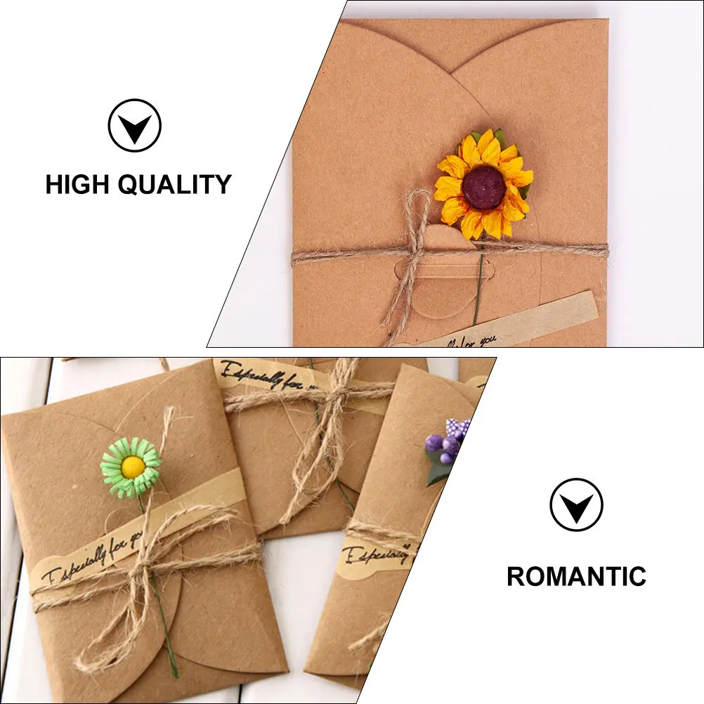 

Набор из 12 винтажных поздравительных открыток из премиальной крафт-бумаги с романтическим цветочным дизайном, ручной работы, для благодарностей, на день рождения, праздничные, с пожеланиями благополучия