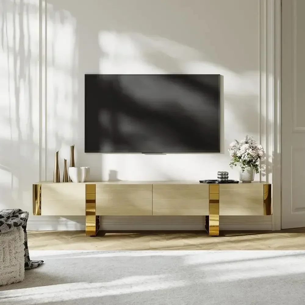 79 Wooden TV Stand for Living Room, Semi-Assembled Entertainment Center with Drawers and Storage