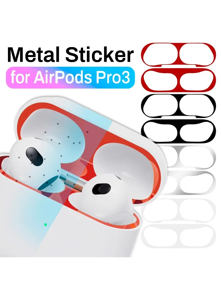 Autocollant en métal Anti-poussière pour Airpods Pro3, autocollant de protection anti-rayures pour écouteurs Apple Airpods Pro3, boîte de chargement de génération