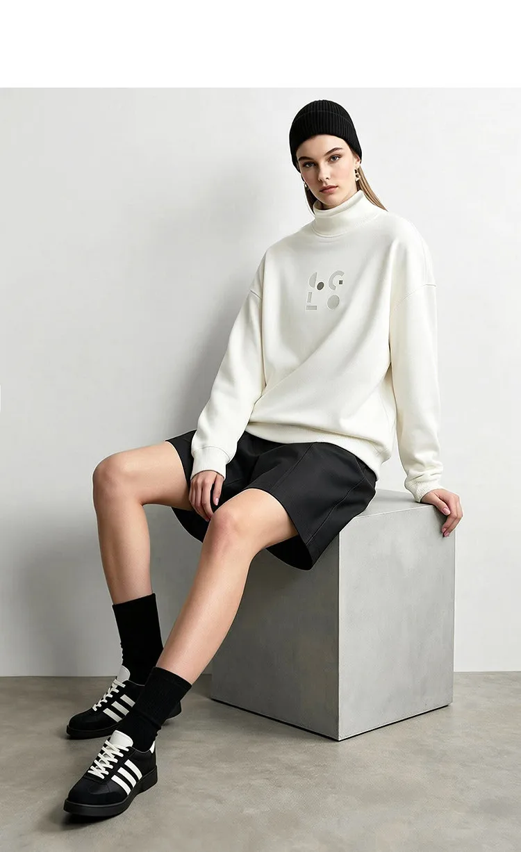 Amii Mock Neck Fleece Lined Sweatshirt Drop Shoulder Oversized Slimming Casual Minimalist Winter Women's Sweaters 12614002