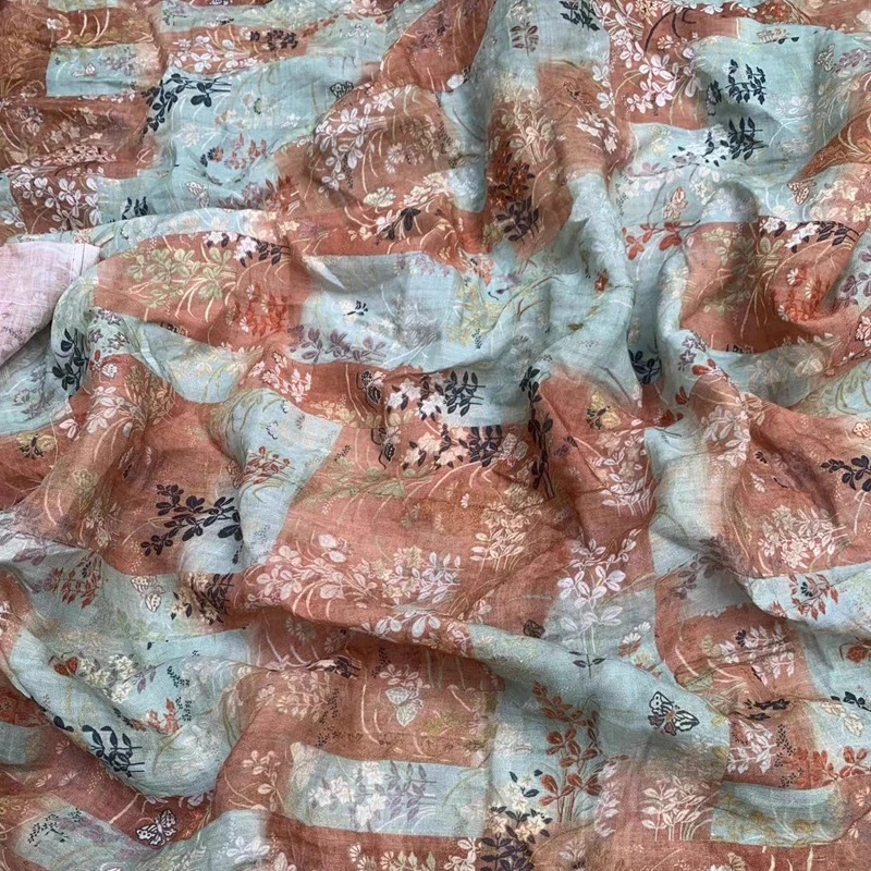 

100% прозрачные шторы с вышивкой и принтом рами, ткань ручной работы для домашнего шитья, мягкое платье, топ, весна-лето, материалы для рукоделия