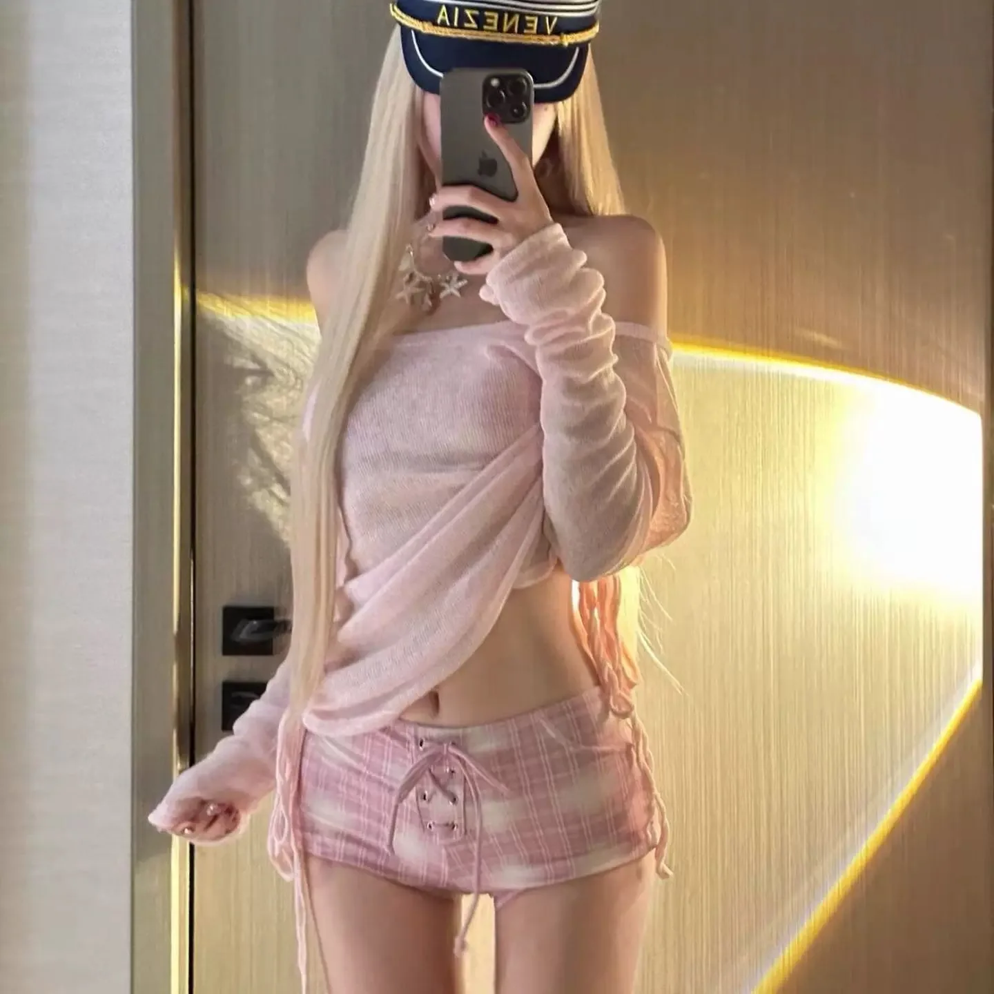 

Женский новый розовый клетчатый купальник 2026 года с раздельным поясом для отпуска, онсена, сексуальный, для плавания, с накладкой для скрытия груди, для спорта и фитнеса